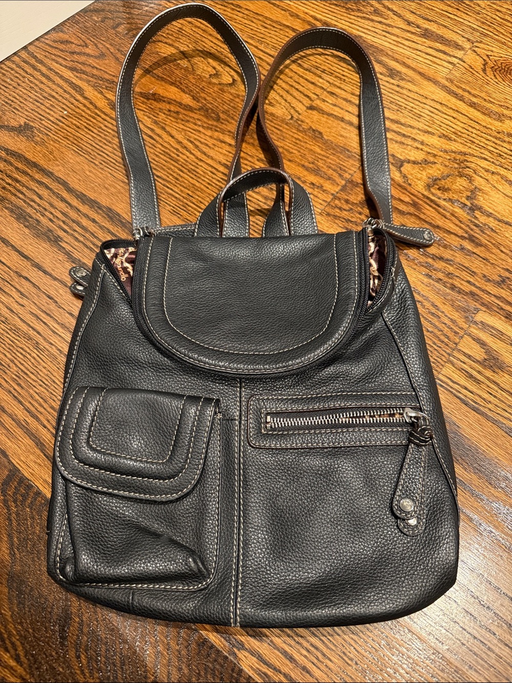 Tignanello Black Leather Women's Backpack